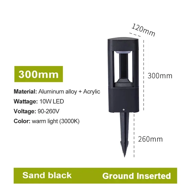 IISINUO LED Bollard Landscape Light Black 7