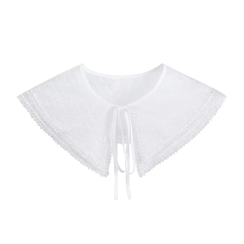 Korean Polks Dots Fake Collar for Womens Shirt Detachable Collar Double Layer Bowknots Neck Wear Dress False Collar Scarf Shawl
