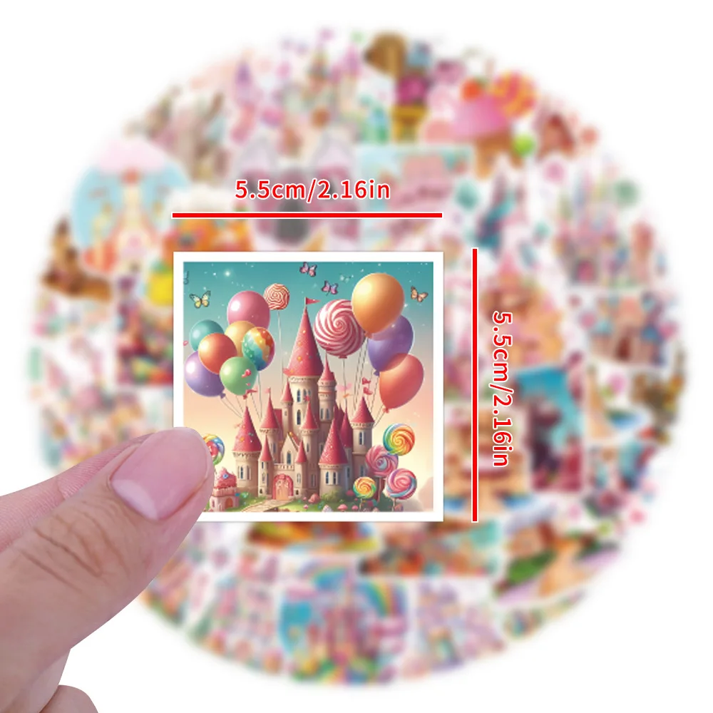 

10/55PCS Cartoon Candy Castle Pink Cute Fun Decorative Doodle Stickers DIY Scrapbook Water Cup Laptop Waterproof Decal Kids Toy