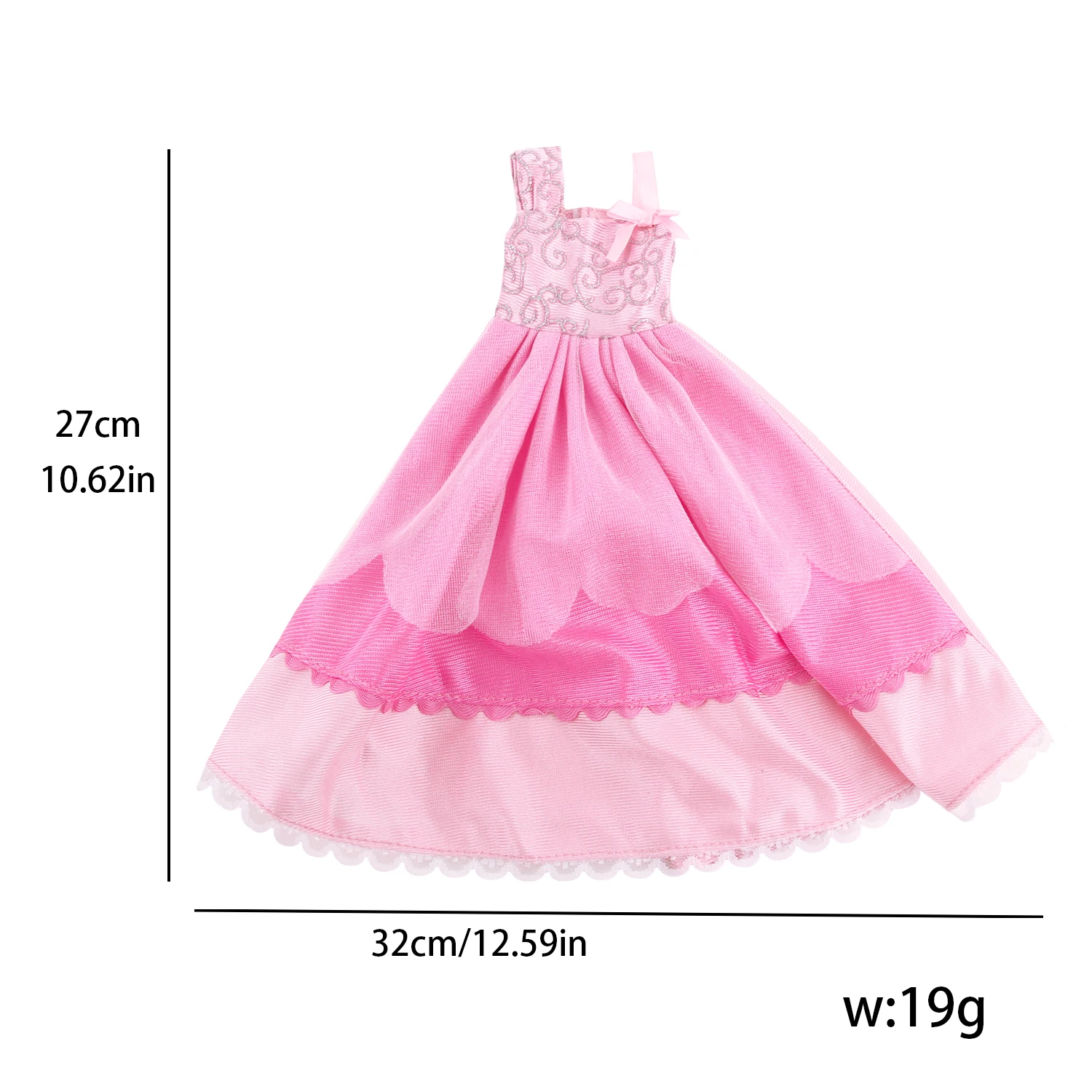 Pink Color Long Dress For 14 Inches American Doll Three-tone Doll Skirt Clothes For 35cm Baby Russia DIY Girl Dolls Toy