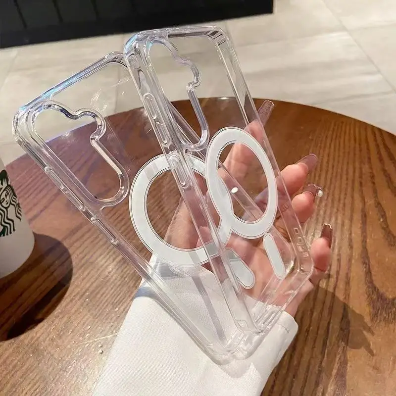 Transparente Magnetische Kabellose Ladehülle für Samsung Galaxy A18 A17 A27 A37 A57 A16 A26 A36 A56 A15 A25 A35 A55 4G 5G Harte PC-Hüllen – Detail 5