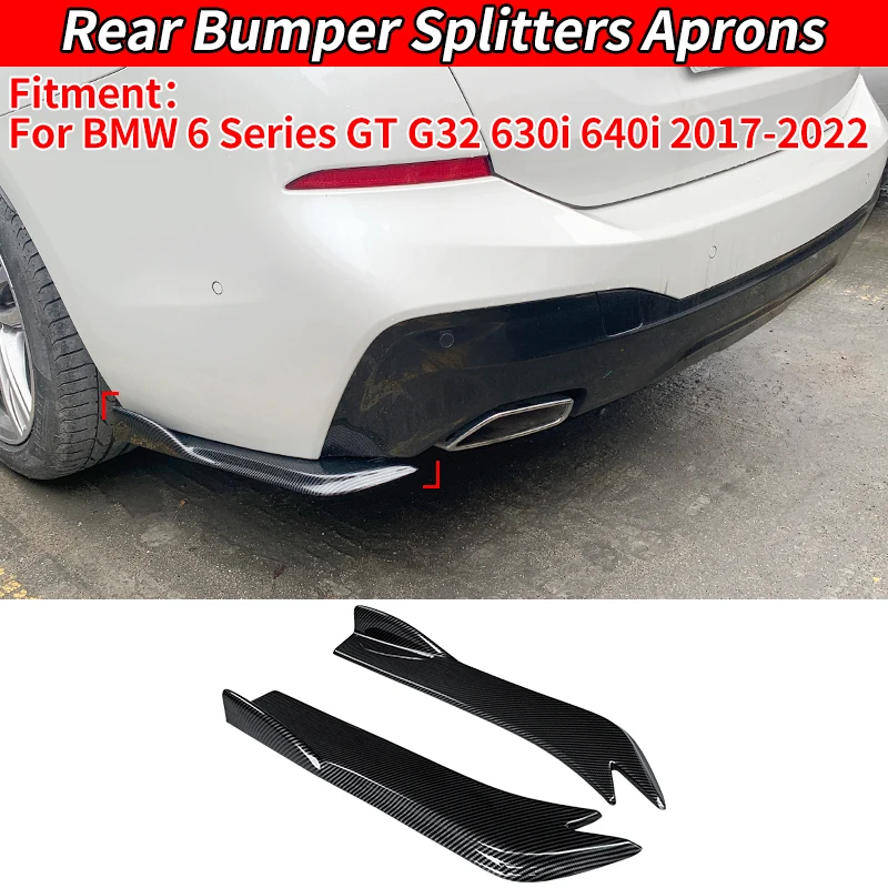 

For BMW 6 Series GT G32 630i 640i 2017-2022 Car Rear Bumper Splitters Aprons Lip Spoiler Diffuser Wing Wrap Angle Carbon Fiber