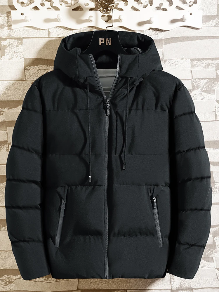 

Men's Winter Thiened Warm Loose Cotton Jaet Hooded Outerwear Versatile Sli Trendy Brand Online Exclusive Polyester Fiber