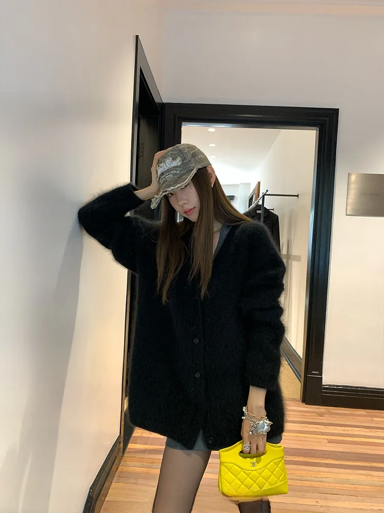 

Женский модный вязаный кардиган Ranwear Galaxy из вельвета с V-образным вырезом, свободный крой, стройнящий силуэт, с длинными рукавами, зимнее пальто