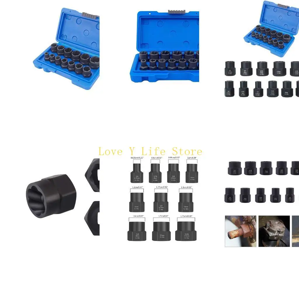 

L74C 13 шт. гайка для извлечения гаек, ударный болт, гайка, набор инструментов для снятия винтов, торцевой ключ