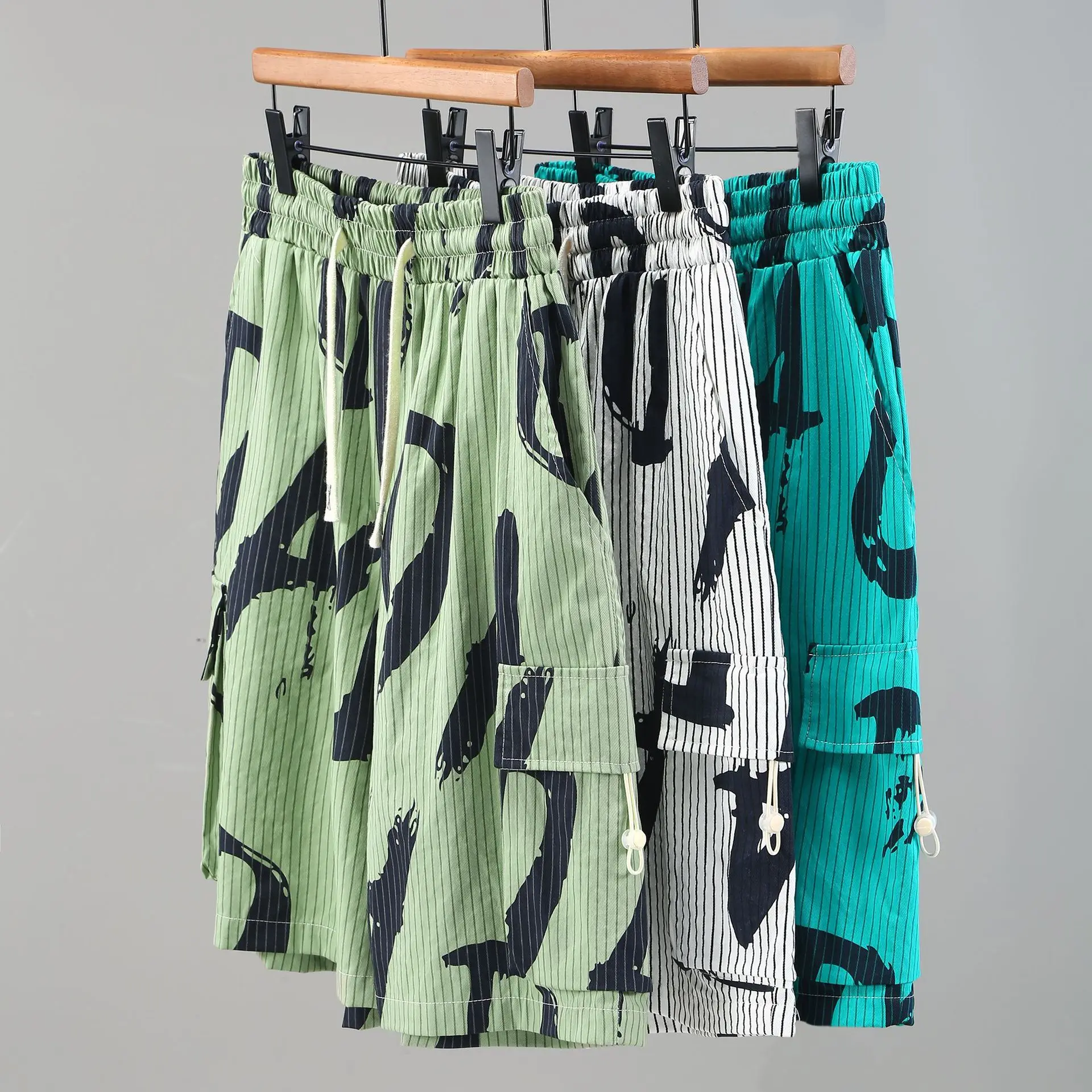 Pantalones cortos con estampado de letras para hombre, Shorts finos de gran tamaño, verano, 160kg