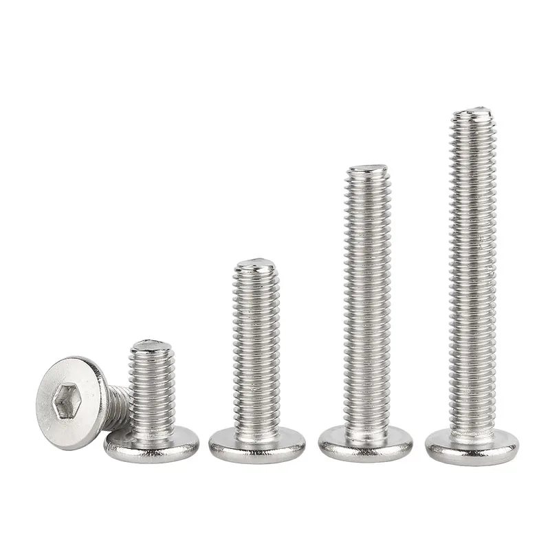 304 Baja Tahan Karat M6 M8 M10 M12 CM Soket Segi Enam Hex Ultra Tipis Super Rendah Kepala Wafer Datar Tutup Allen Panjang Sekrup 6 ~ 120Mm