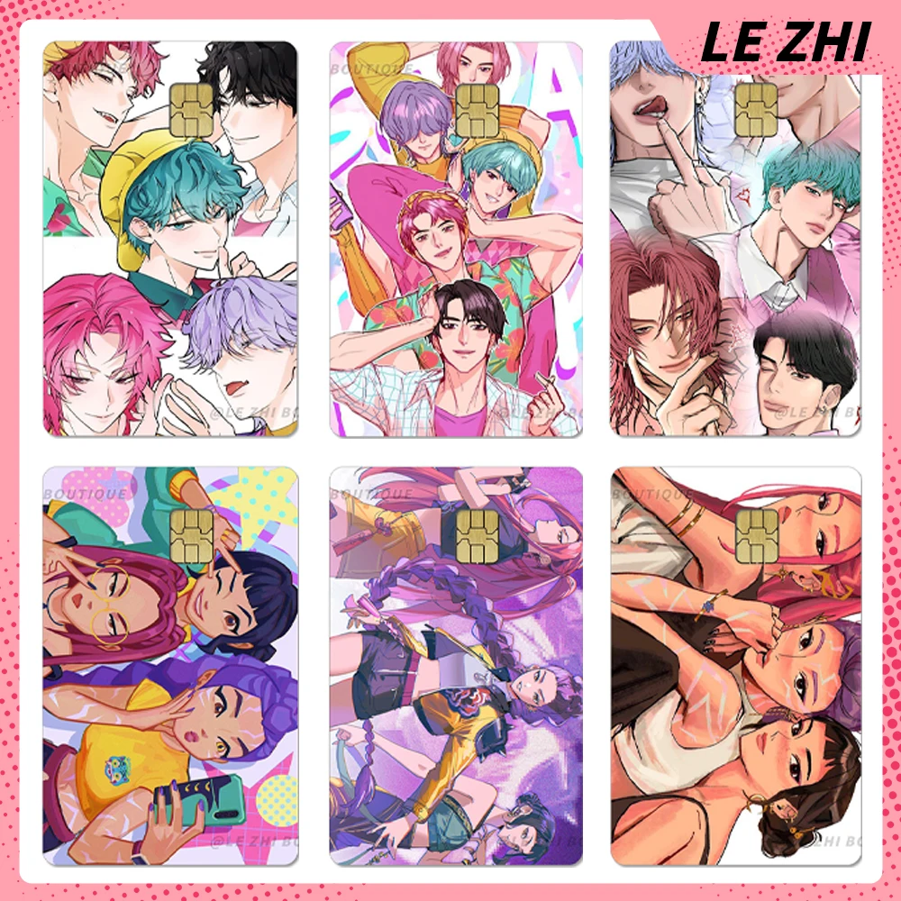 

Cartoon Anime Kpop Huntrix Saja Boys Pvc Credit Card Bus Metro Access Card Sticker Demon Hunters Waterproof Small Chip Stickers