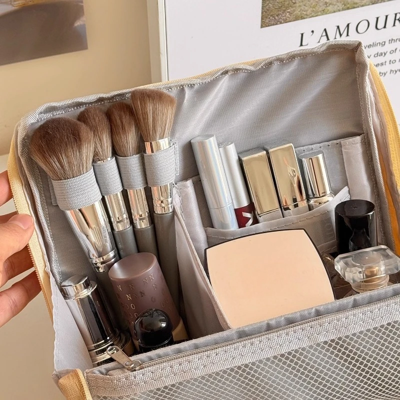 Borsa per cosmetici Borsa per organizer standable di grande capacità Borsa per il lavaggio multifunzionale portatile a strati zonati