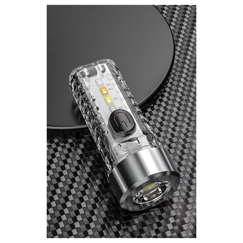 Keychain Light Outdoor Household Mini Luminous Multi-Function Red And Blue Flashing Rechargeable Flashlight