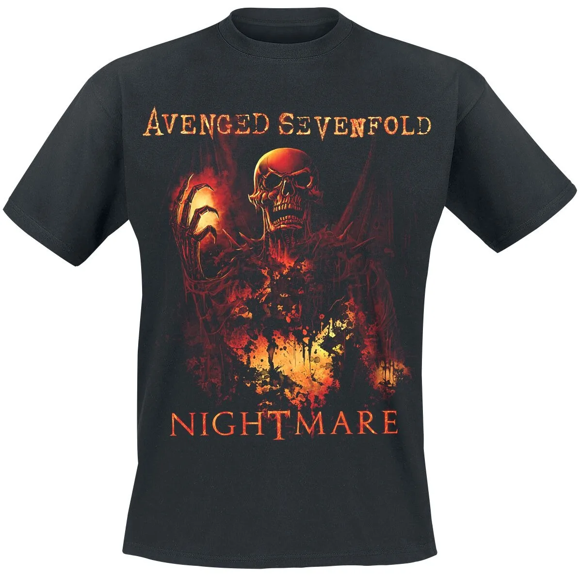 Avenged Sevenfold Nightmare Inspired Cotton T-shirt Flame Skull Gothic Metal Streetwear Tee