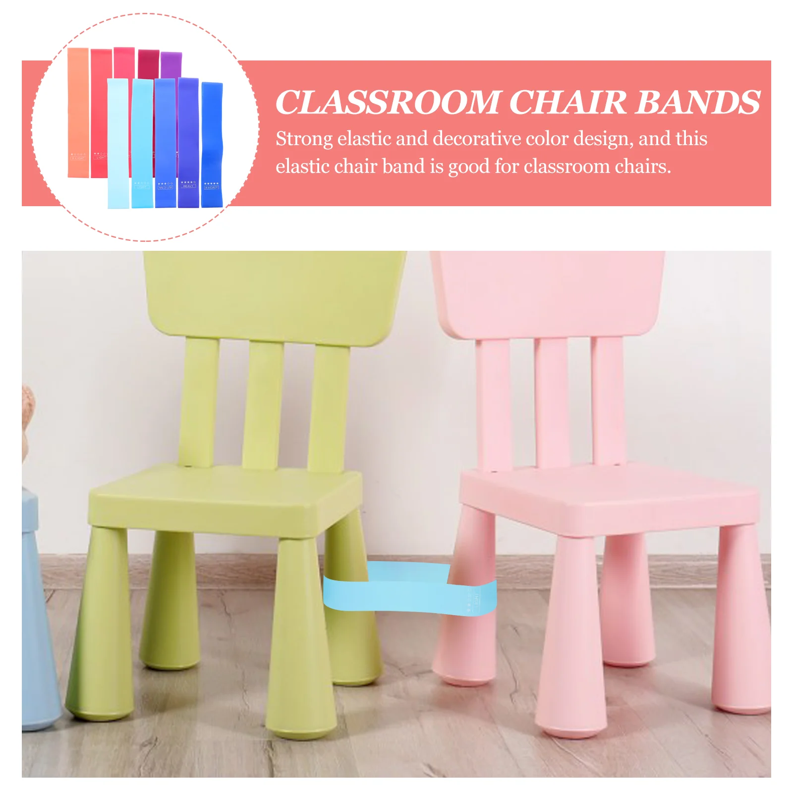 10 Pcs Kids Table and Chairs Leg Elastic Band Stretchy Bands Flexible for Ring Colorful Convenient Office