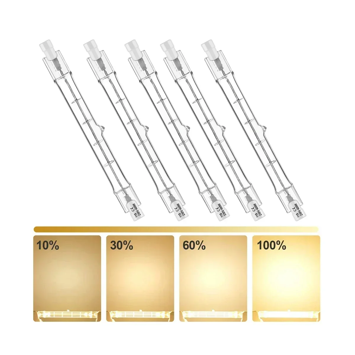 مصباح هالوجين خطي R7S، مصباح بناء قابل للتعتيم، إضاءة المناظر الطبيعية، العمل، 5 عبوات، 78 مم، 300 وات، 230 فولت