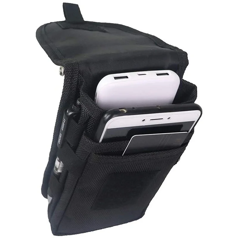 Men\'s Flip Waist Bag Men Casual Solid Color Pen Phone Insertion Waist Hanging Belt Loop Pouch Large Capacity Walle