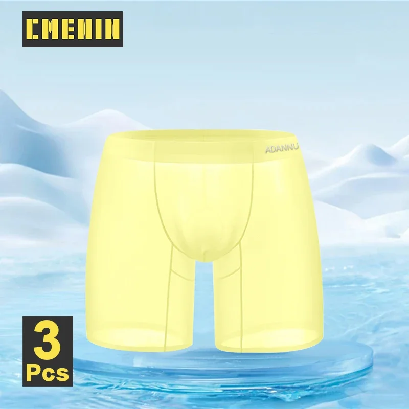 CMENIN 3Pcs Transparent Sexy Men Underwear Ultra-thin Ice Silk Men Boxers Men\'s Panties Seamless Breathable Mens Boxers Briefs