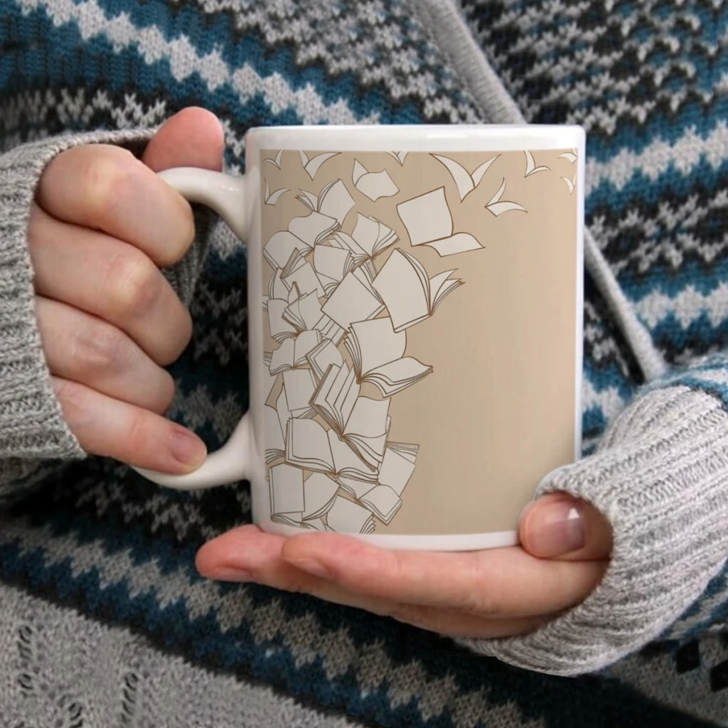 

BooksCoffee Mug Tea Cup 11oz Coffee Cup Funny Birthday Ceramic Mug Personalized Cup
