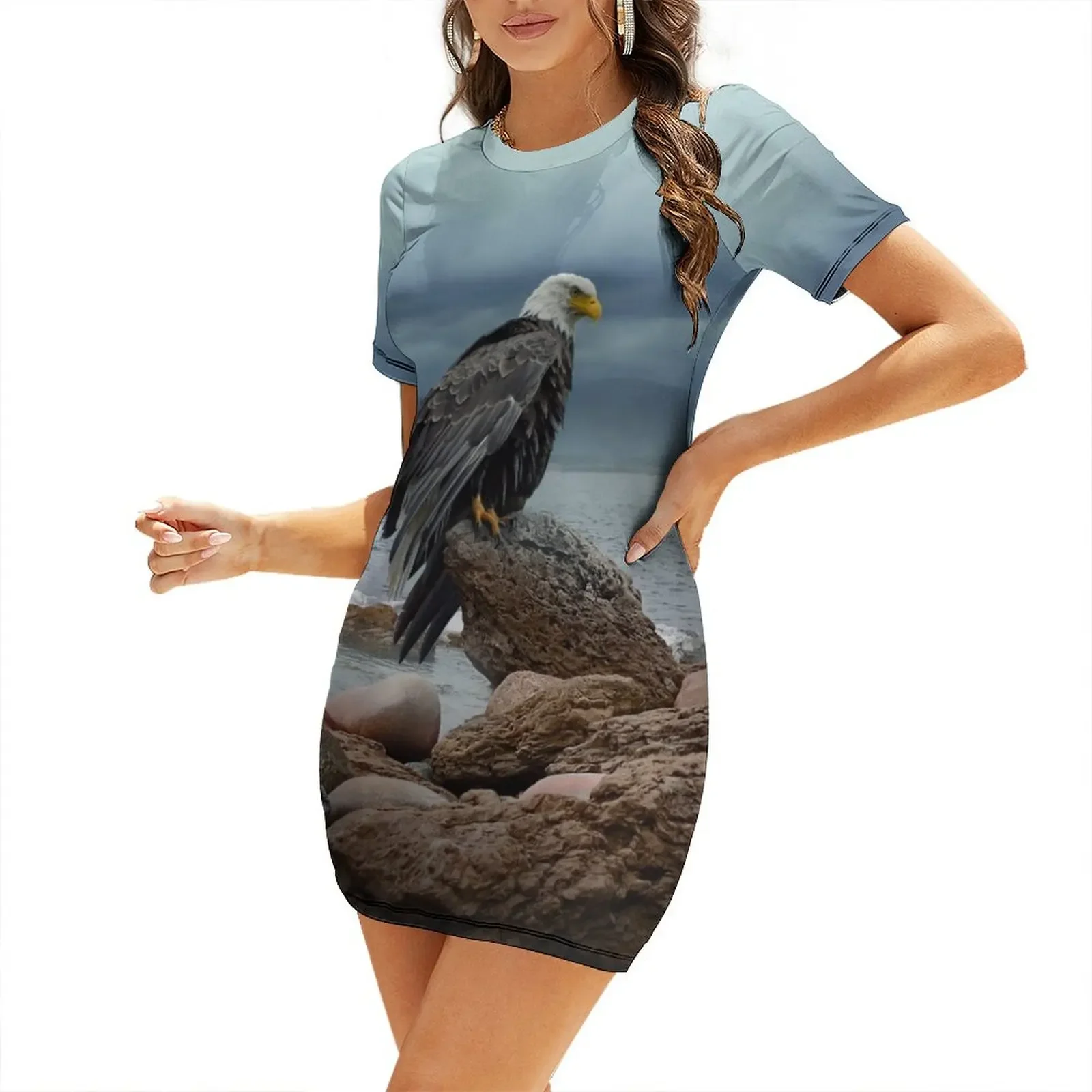 

Bald Eagle Short-Sleeved Dress woman dress elegant dresses for women Elegant gowns dress summer 2025 women
