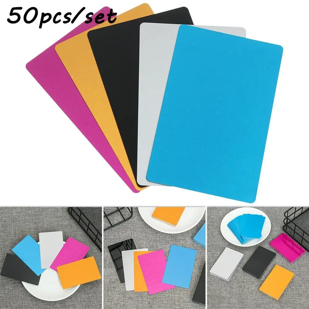 

50 Pcs/Set Art Craft Laser Engraving Smooth Aluminum Name Cards Metal Carte Blank Business Card