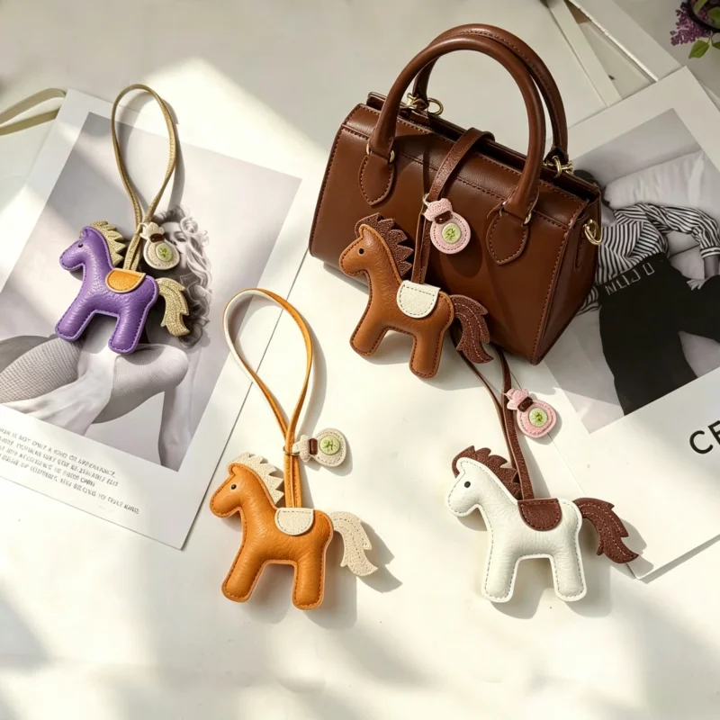 All-match PU Leather Mini Pony Money Bag Pendant For Women Fashion Multi-colored Pony Bag Accessories Car Pendant Birthday Gift