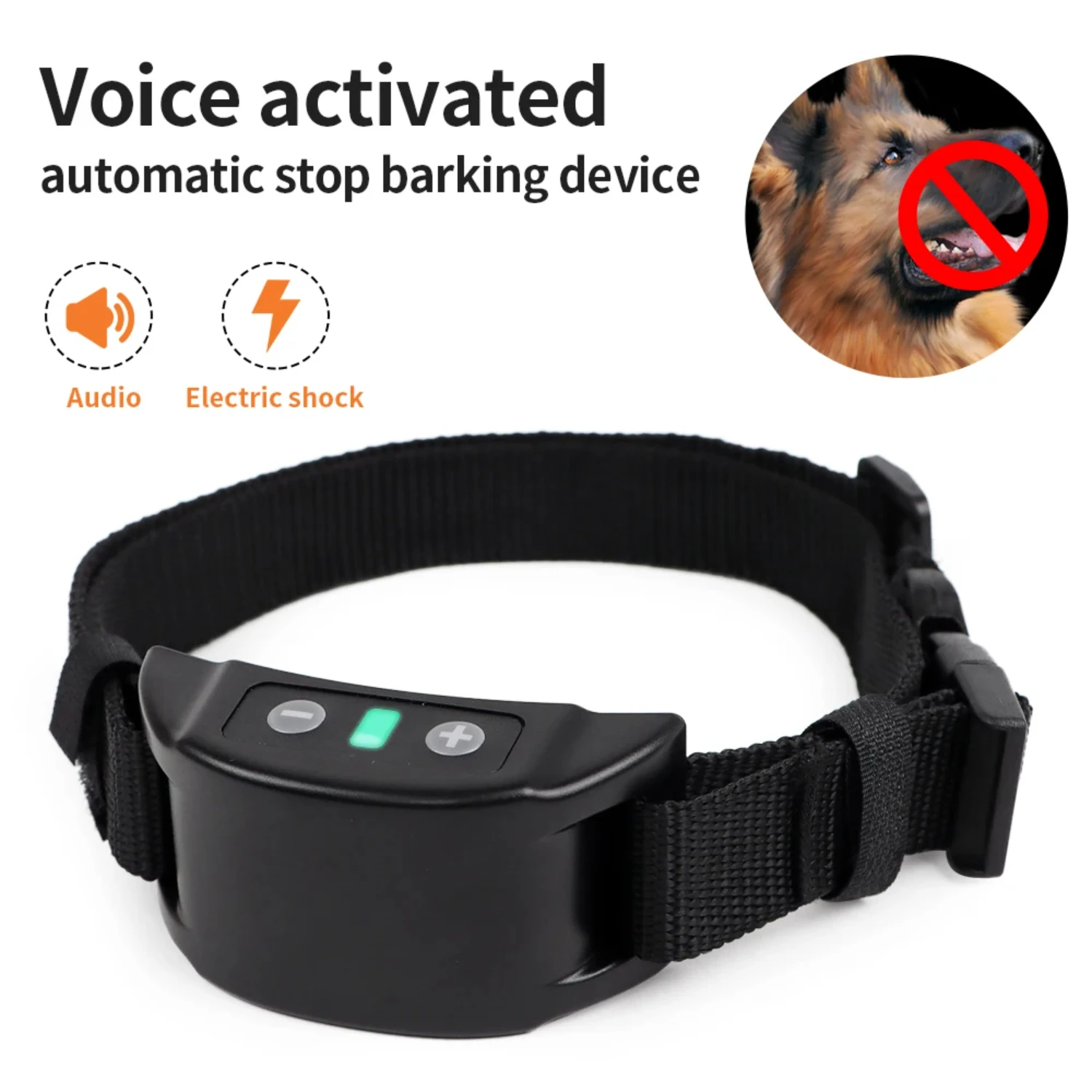 Coleira Elétrica Anti-Latido Recarregável USB para Treinamento, Coleiras de Segurança com Choque Estático Humano, Coleiras Anti-Latido para Animais de Estimação