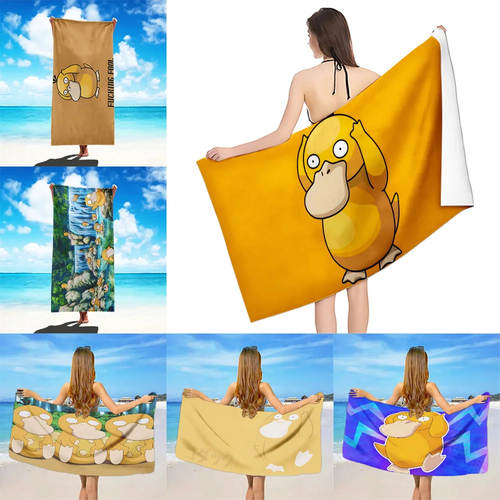 Cute Cartoon Psyducks Beach Towel Microfiber Sand Free Quick Dry Soft Sandproof Pool Towels for Women Travel Gym Shower Camping