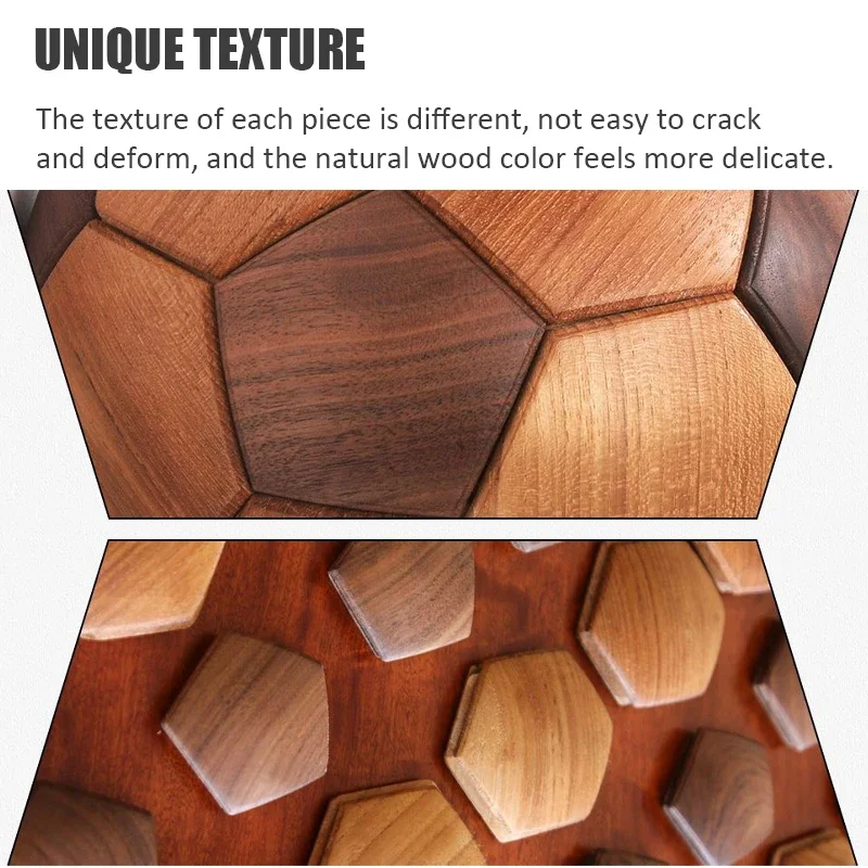 3D Puzzle Football Ornaments Wooden Spliced Football Model Walnut TangramHome Desktop Decoration Kids Educational Toys Gift