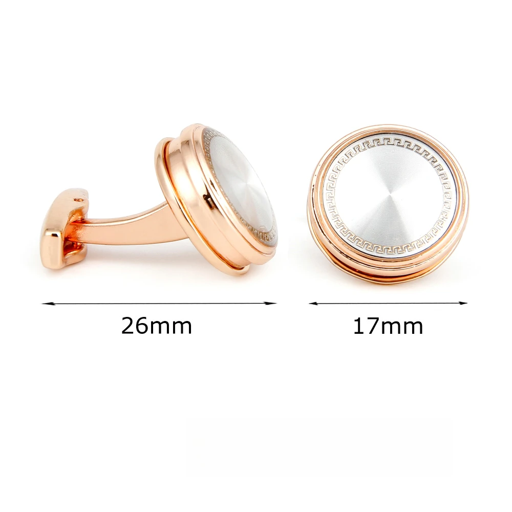 Rose Gold Studded Diamond Light Luxury Men's Cufflinks Exquisite Brushed Metal Cufflink Business Dress Shirts Banquet Accessory