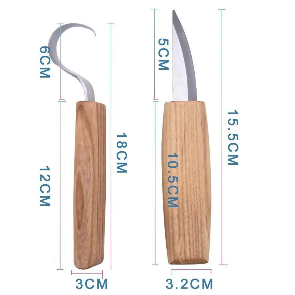 

3Pcs Wood Carving Knife Set with Paring Hook and Scraper Tools for DIY Wooden Spoon Crafting Outdoor Art Craft Use