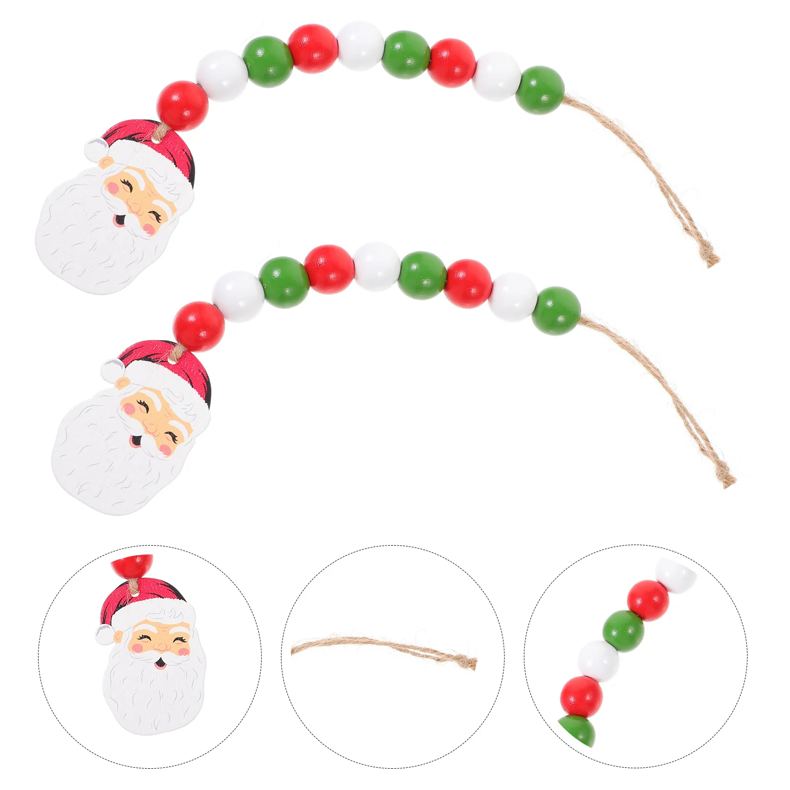 

12Sets Christmas Bead Ornaments Colorful Printed Wood Beads for DIY Crafts Garland Making Jewelry Decor Bulk Loose Spacer Beads