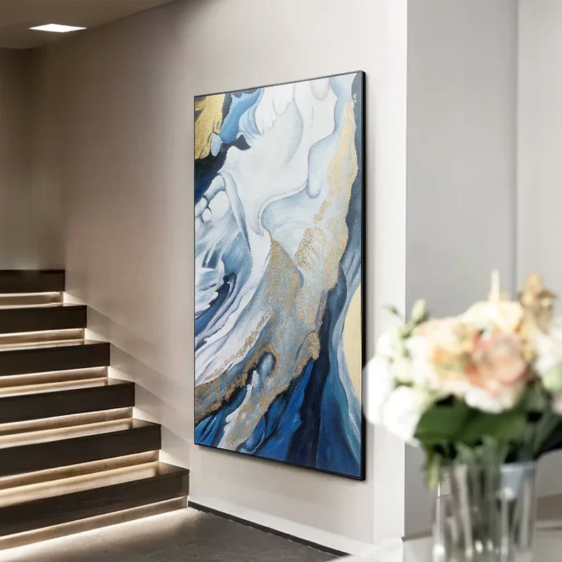 

z Home Decor Framed Large Abstract Canvas Poster Hand Painted Oil Painting Hand Gold Foil Wall Art Home Decor