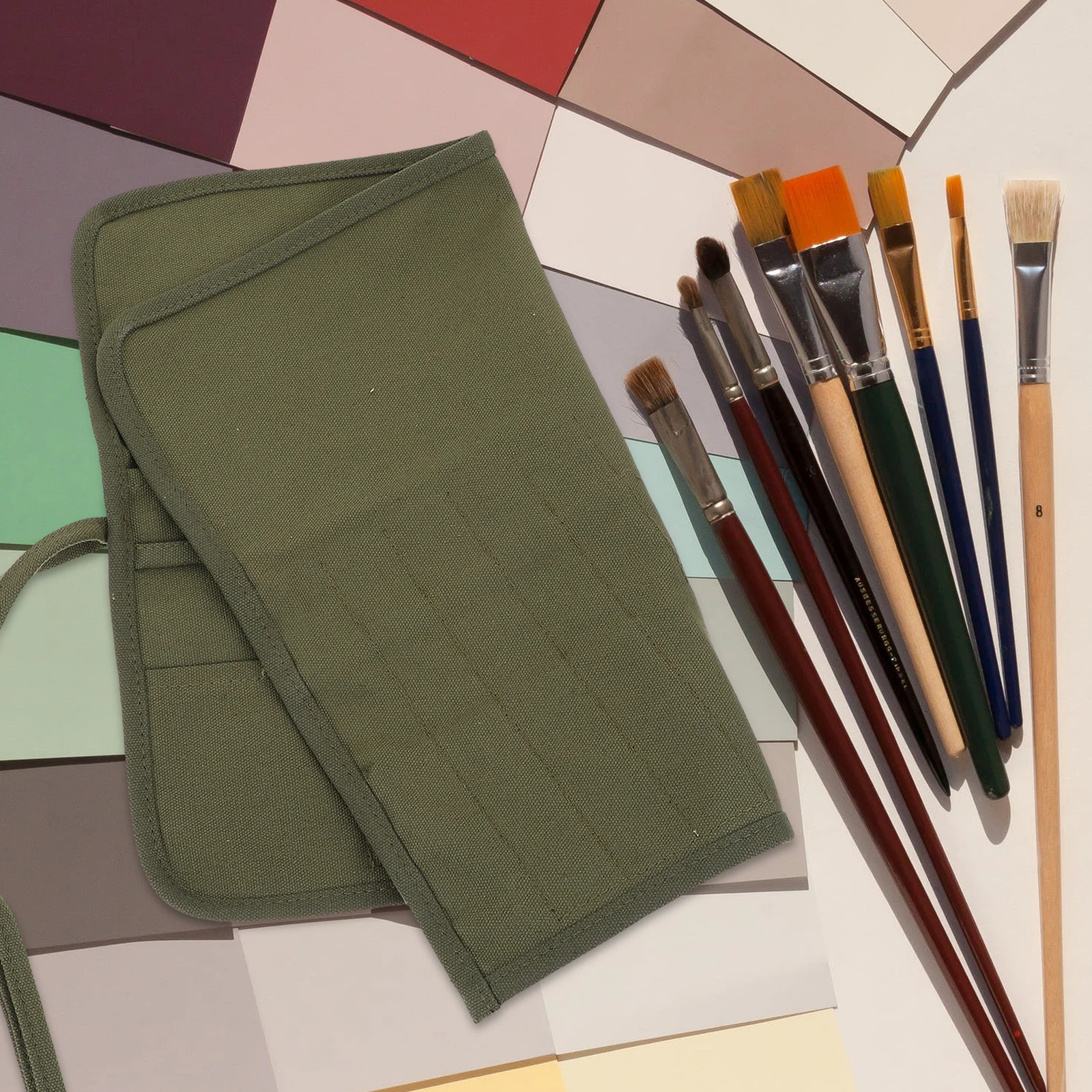 

1pc Pencil Case Pen Organizer Canvas Paint Brush Bag High Capacity Drawing Storage Pouch Small Easy Use Gift Student Supplies