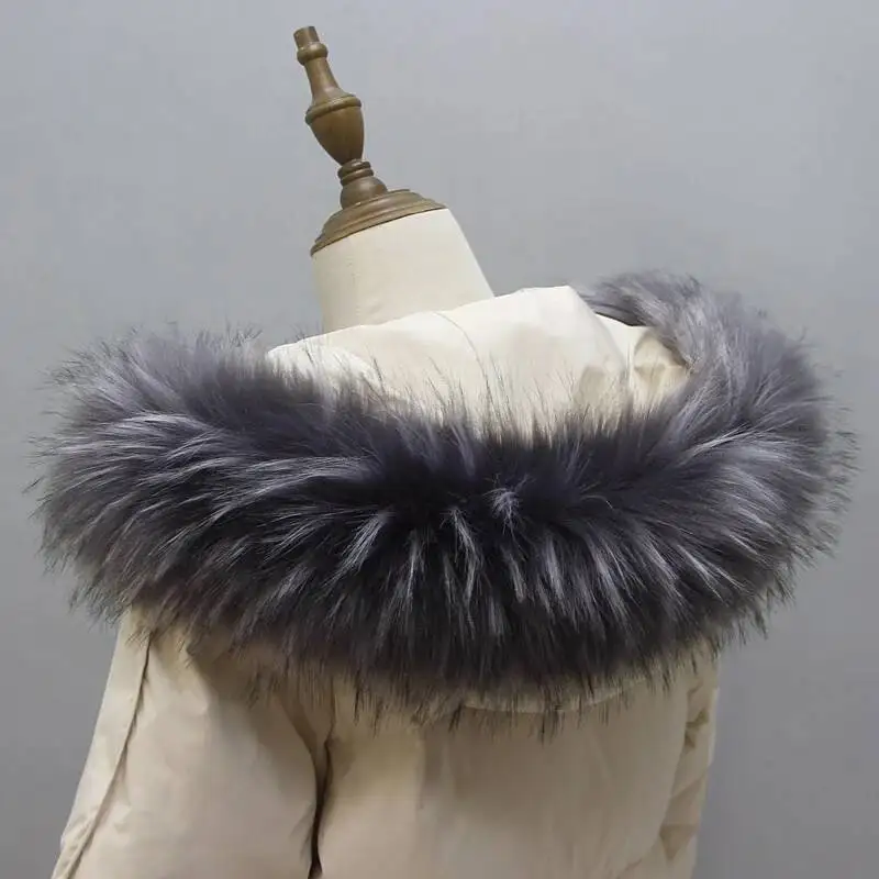 Cappotto invernale da donna con cappuccio in pelliccia grande, colletto, sciarpa in pelliccia finta, giacca da donna, collo in pelliccia di procione