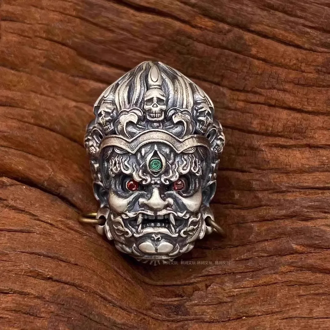 

Tibetan Silver Big Black Sky Three-way Buddha Head Accessories Bodhi Handstring Handheld Tibetan Retro Wen Play Diy Accessories