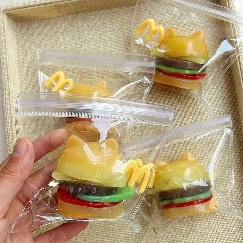 Tête de chat de dessin animé mignon, nourriture délicieuse, Hamburger, jouet TPR, anti-Stress, pincement, musique, Fidget, cadeaux d'anniversaire