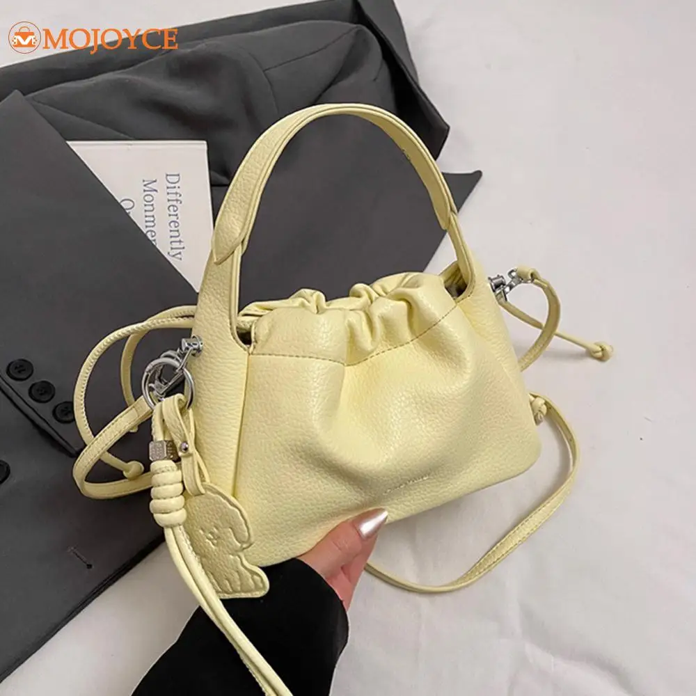 

Ruched Bucket Bag Drawstring Crossbody Bags Soft Texture PU Leather Messenger Bag Causal Cloud Shoulder Bag Women Tote Handbag