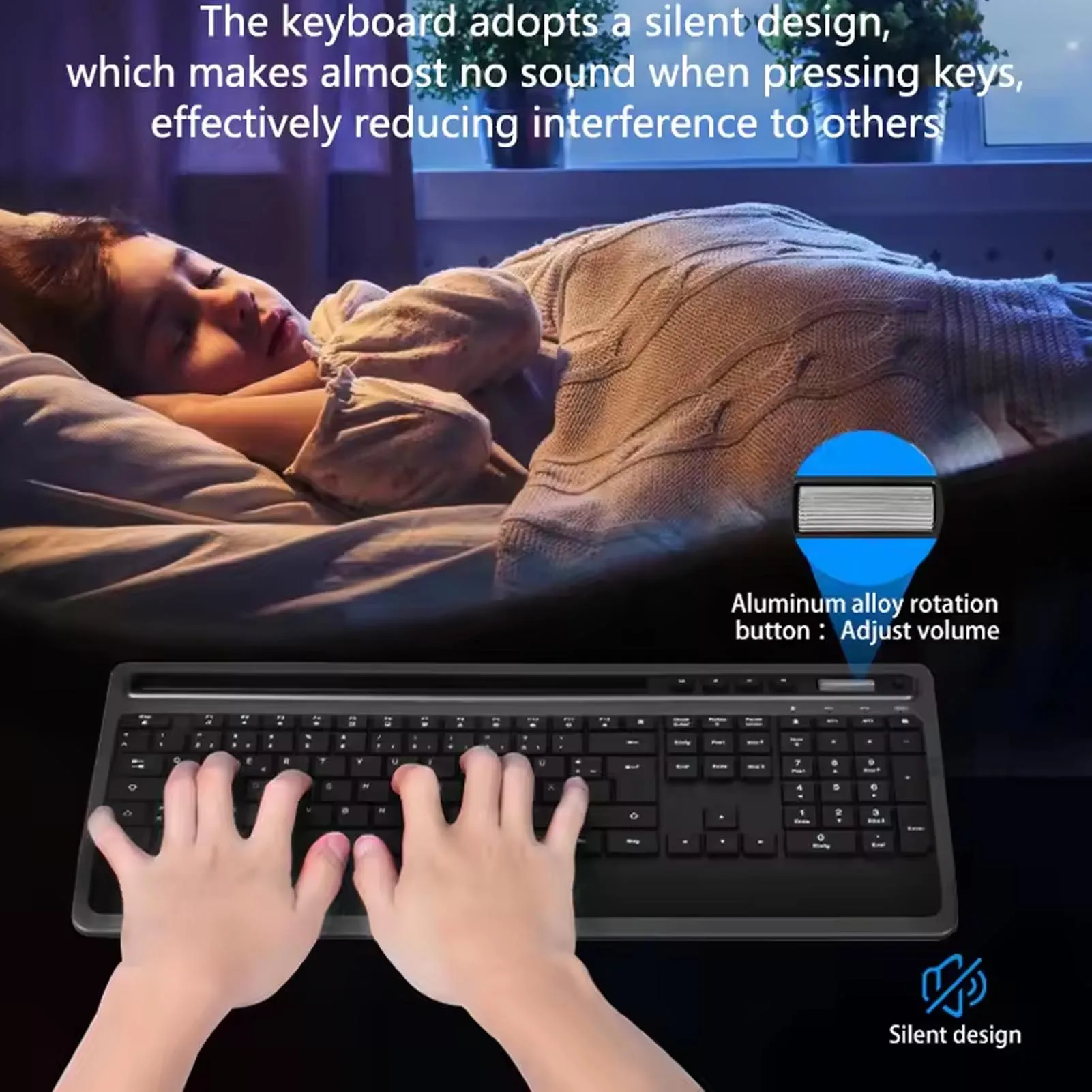 2.4G draadloos computertoetsenbord Draadloos toetsenbord Muiscombinatie Efficiënte 6-knops verstelbare DPI met telefoontablethouder voor pc