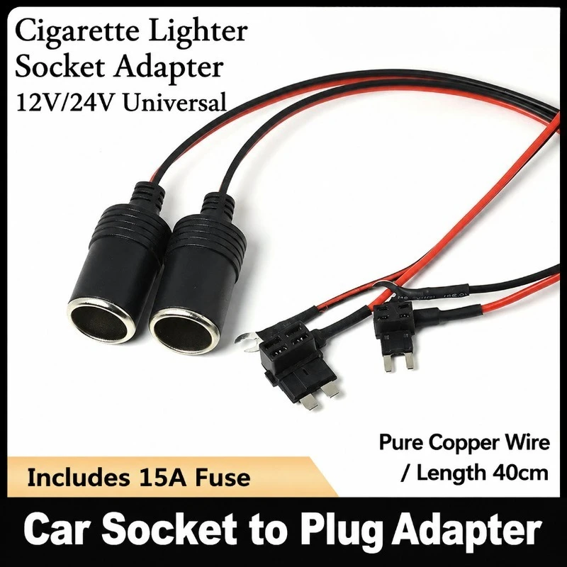 12V-24V Car Cigarette Lighter Socket Adapter, Waterproof Power Outlet Socket with Cover, Heavy Duty Modified Cigarette Lighter