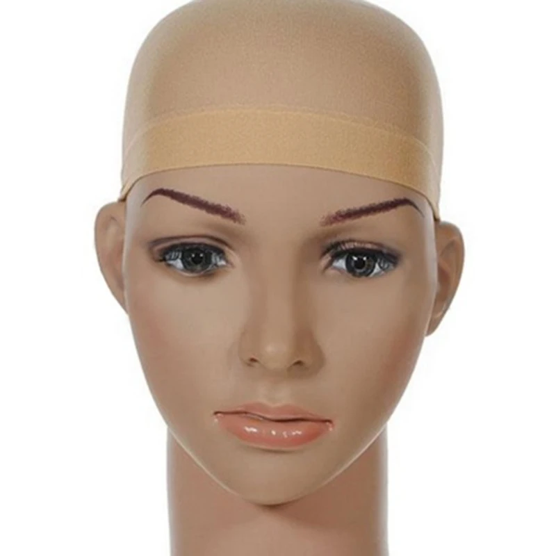 ตาข่ายดักผมตาข่ายคลุมผมสำหรับใส่วิกดีลักซ์สำหรับวิกผม2ชิ้น/แพ็คตาข่ายคลุมผมสำหรับใส่วิกตาข่ายยืดได้สำหรับทำวิกผมขนาดฟรีไซส์ (สีผิว)