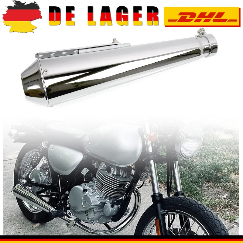 Silenziatore di scarico moto Tubo di scarico galvanico classico vintage retrò per Cafe Racer Bobber Chopper Personalizzato