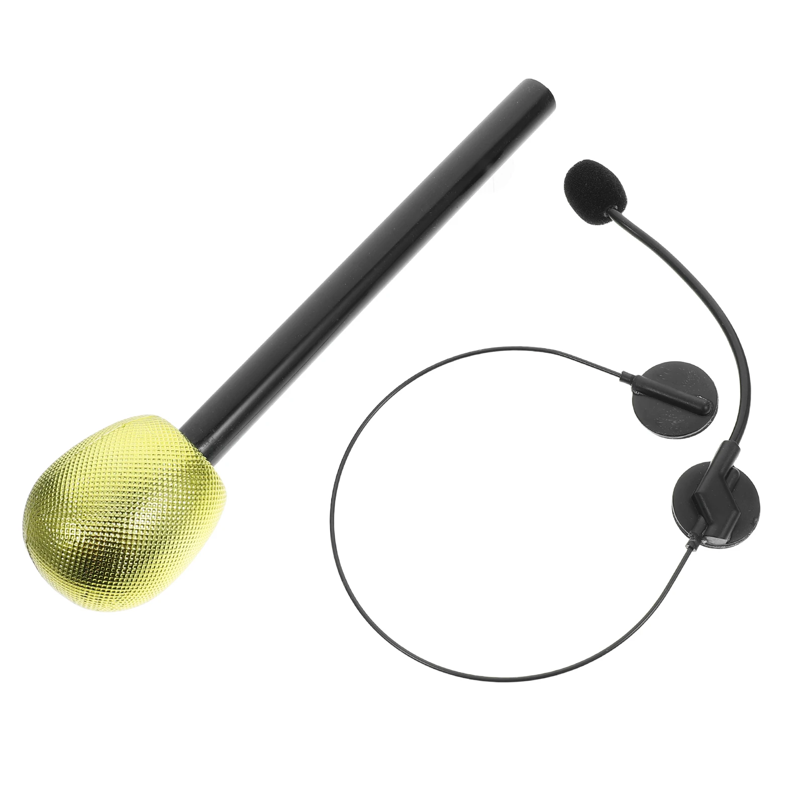 

2 Pcs Celebrity Dress Up Fake Microphone Headset Clothing Concert Headphones Golden Costume Prop