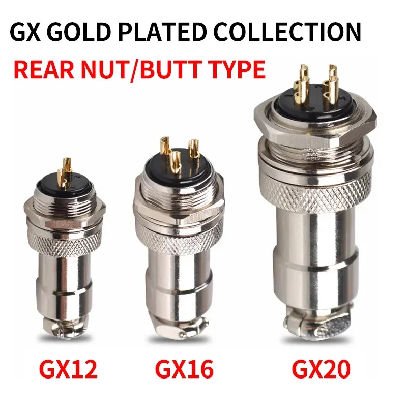 T&I Gx16/Gx12/Gx20 Gold-Plated Aviation Socket Male&Female Connectors 2p/3/4/5/6/7/8/9/10/12/14/15 Pins Cable Connector