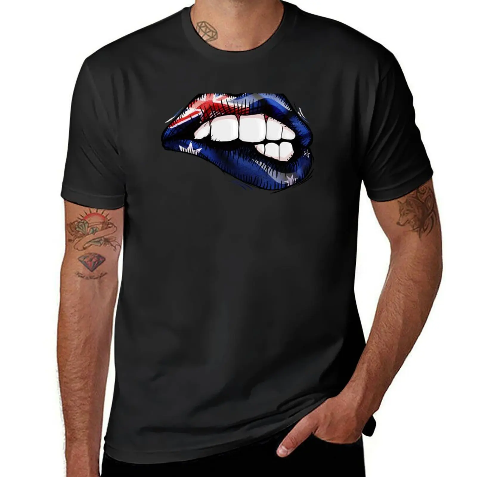 Sexy Biting Lips Australia Flag Australian Love T-Shirt vintage clothes oversized oversizeds quick-drying t shirts for men
