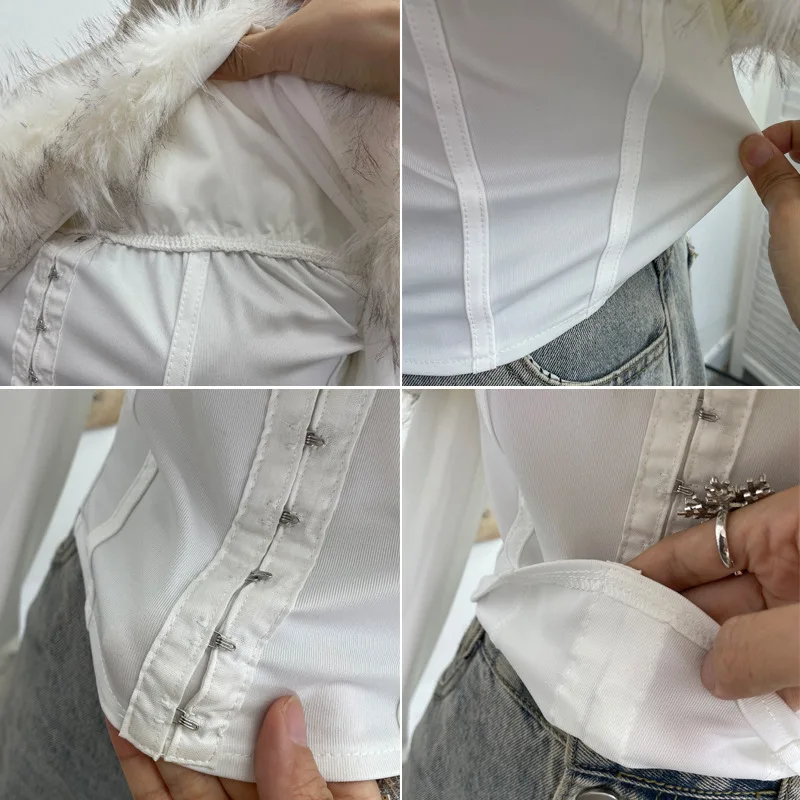 เสื้อยืดแขนยาวผ้าตาข่ายเปิดไหล่สไตล์เซ็กซี่สำหรับผู้หญิง เสื้อครอปสั้นสไตล์ Y2K แนวสาวเปรี้ยว