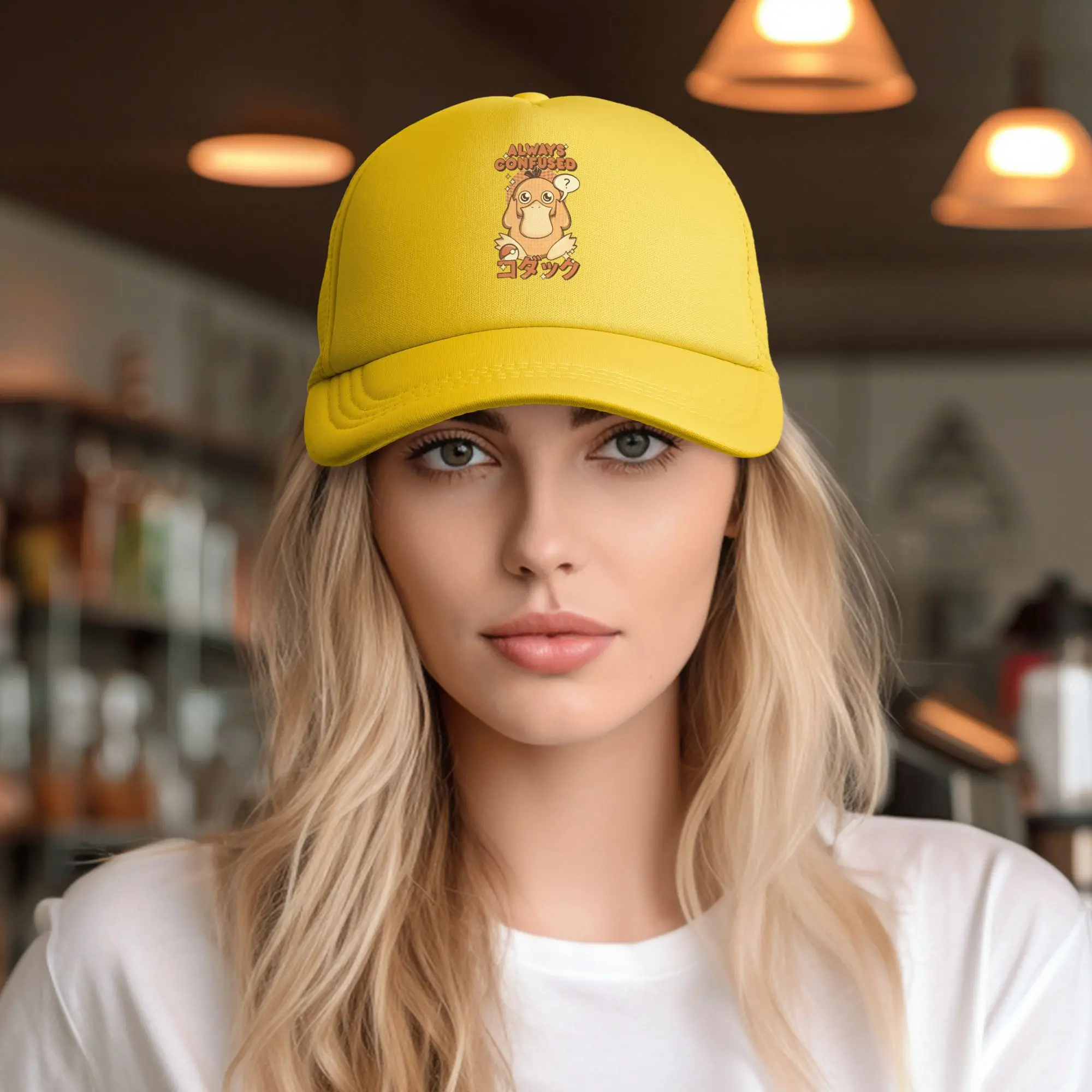 Psyduck  Mesh Baseball Cap Unisex Fashion Trucker Worker Hats Pokemon Manga  Breathable Summer Fishing Hat