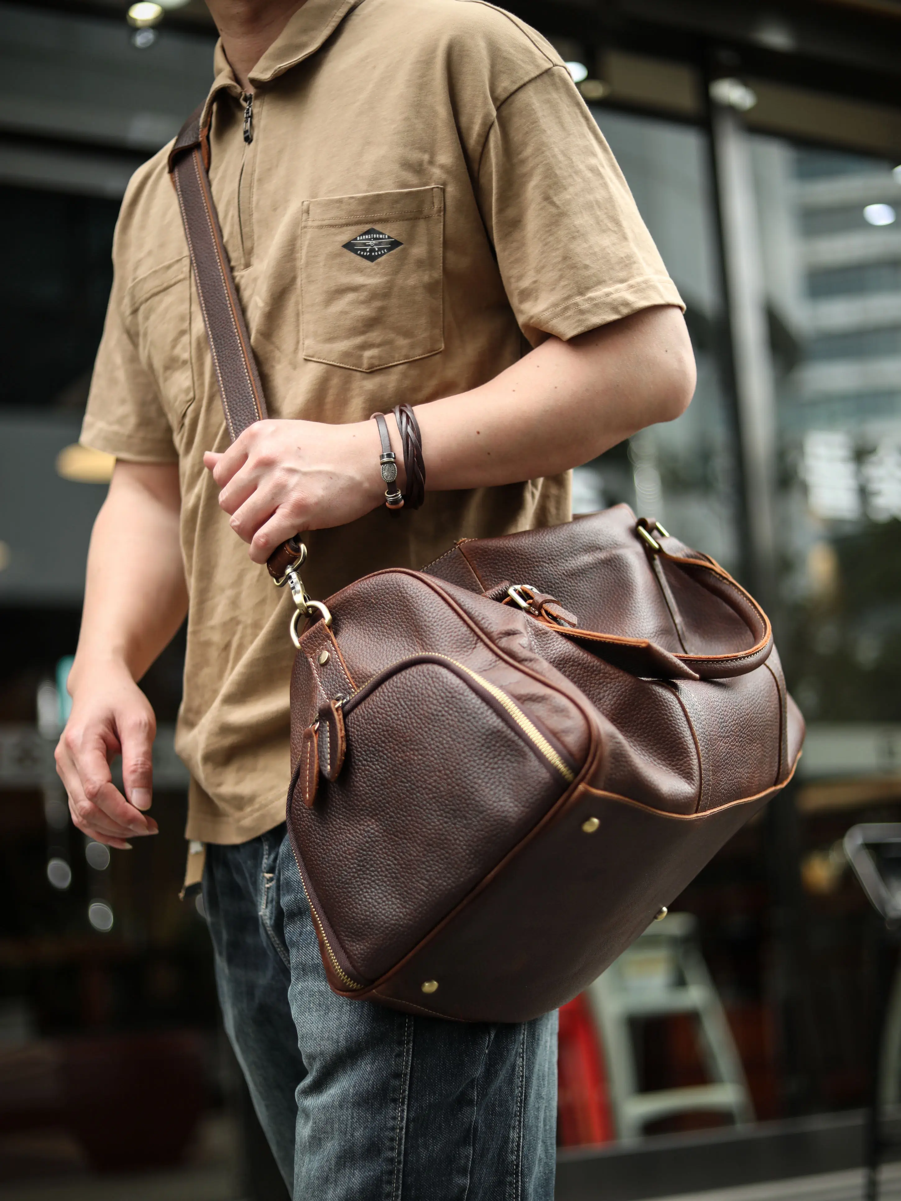

vintage designer handmade crazy horse cowhide men travel bag casual outdoor genuine leather large-capacity luggage handbag