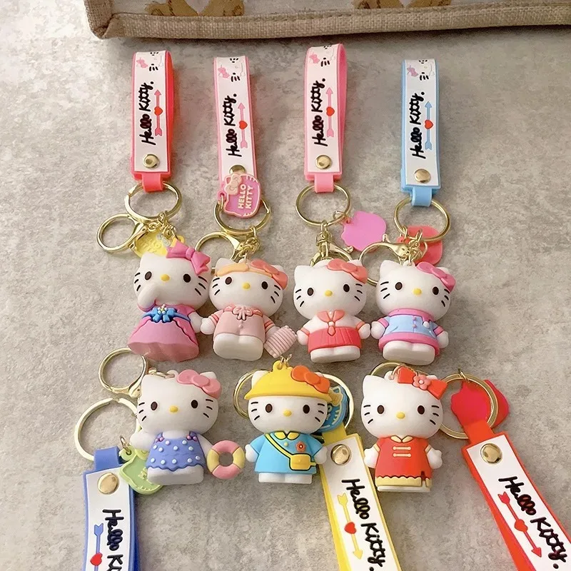 

Sanrio Hello Kitty Keychain Anime Action Figures Cinnamoroll Cute Toy Car Key Schoolbag Decoration Model Children Birthday Gifts