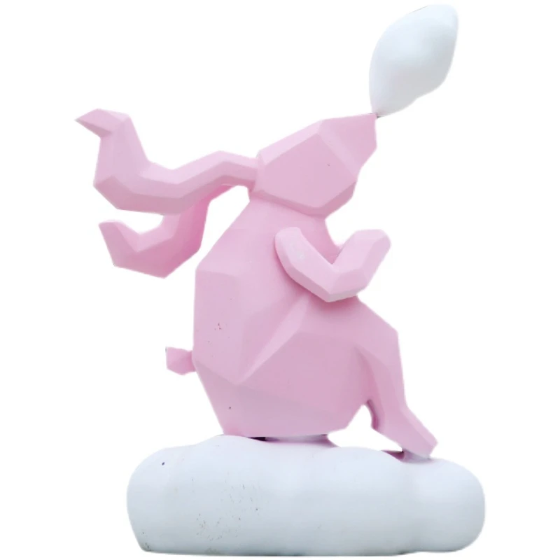 Cartoon Geometric Block Surface Rabbit GRP Sculpture Outdoor Decorations Business District Landscape Furnishing Articles