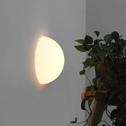 Modern Nordic Round Glass Wall Lamp Milky White Glass Sconces Hidden Base Moon Night Light Indoor Hallway Balcony Aisle Stair Wa