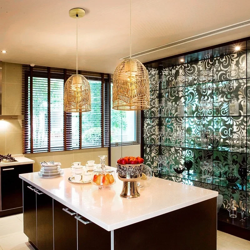 Creative Homestay Retro Southeast Asian Straw Chandelier Hotel Restaurant Personalized Study Tea Room Rattan Art Lamp