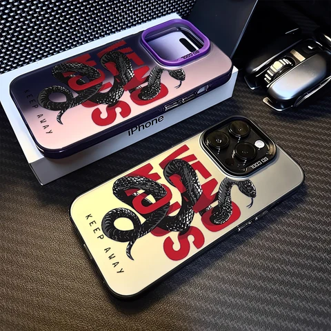 Чехол для телефона «Змея» Venomous для iPhone 17, 16, 15, 14 Plus, 13, 12, 11 Pro Max, двухцветный модный защитный чехол из ТПУ